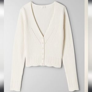 ARITZIA WILFRED Evie Ribbed White Button Up Cardigan XS